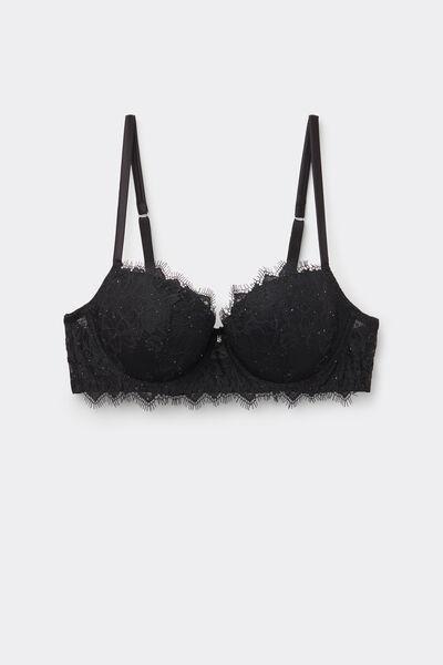 Black Glimmer Of Pleasure Sofia Balconette Bra, Black, medium