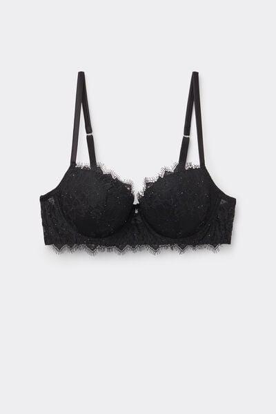 Black Glimmer Of Pleasure Sofia Balconette Bra, Black, large image number 3