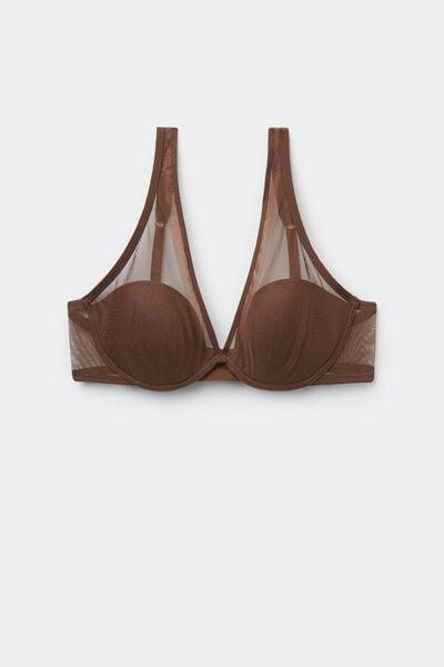 Brown Invisible Touch Elena Tulle Balconette Bra, 5601_876J, large image number 3