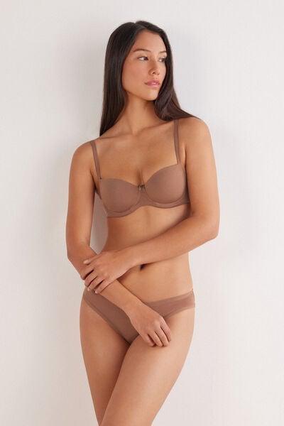 Beige Sofia Ultralight Cotton Balconette Bra, Brown Mocha, large image number 0