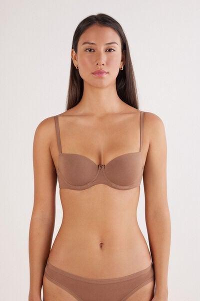 Beige Sofia Ultralight Cotton Balconette Bra, Brown Mocha, large image number 1