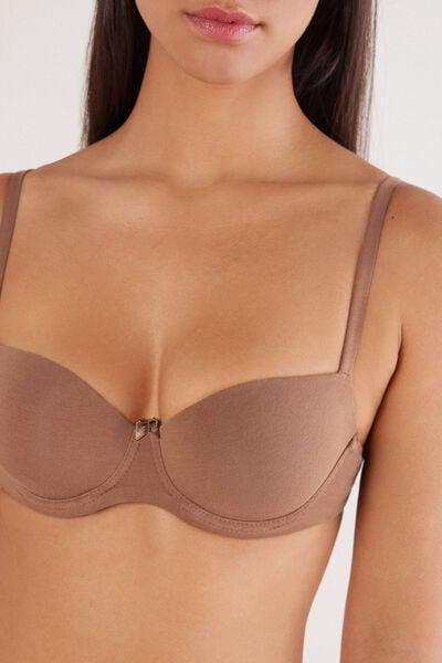 Beige Sofia Ultralight Cotton Balconette Bra, Brown Mocha, large image number 5