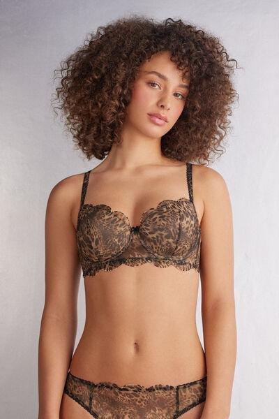 Brown Animal Print Sofia Balconette Bra, , large image number 0