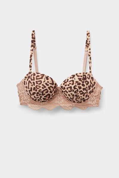 Beige Animal Print Pretty Savage Balconette Bra, 5601_938J, large image number 3