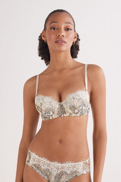 Beige Seductive Glamour Animal Print Balconette Bra, 5601_942J, medium