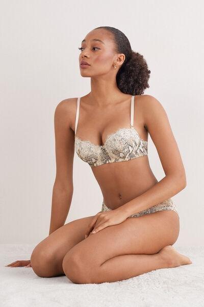 Beige Seductive Glamour Animal Print Balconette Bra, 5601_942J, medium