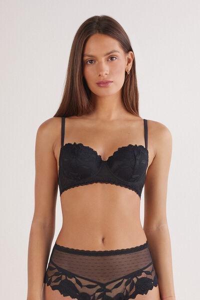 Black All About Flowers Sofia Balconette Bra, Black, medium