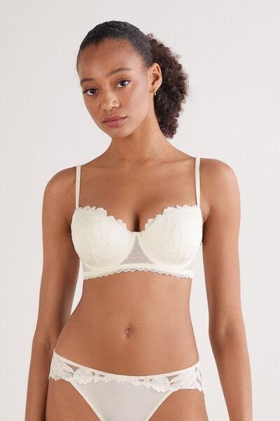 White All About Flowers Embroidered Balconette Bra, Powder White, large image number 0