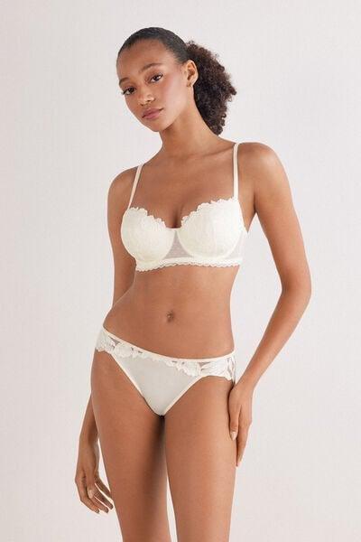 White All About Flowers Embroidered Balconette Bra, Powder White, large image number 0