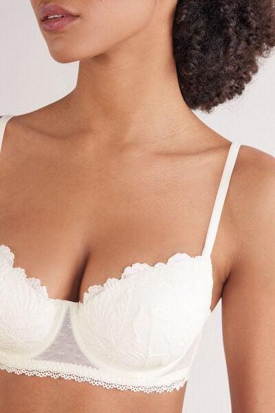 White All About Flowers Embroidered Balconette Bra, Powder White, large image number 5