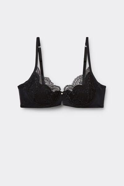 Black La Vie En Rose Floral Lace Balconette Bra, Black, large image number 5