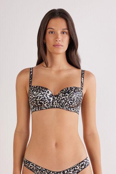 Beige A Moment Of Glamour Sofia Animal Print Balconette Silk Bra, 5601_029K, large image number 0