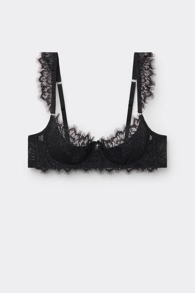 Black Glimmer Of Pleasure Carioca Balconette Bra, Black, large image number 2