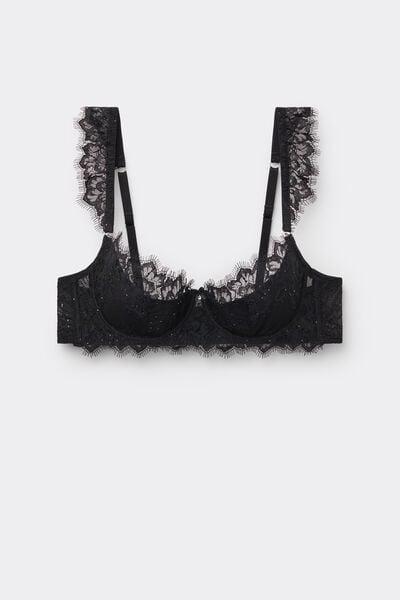 Black Glimmer Of Pleasure Carioca Balconette Bra, Black, large image number 7