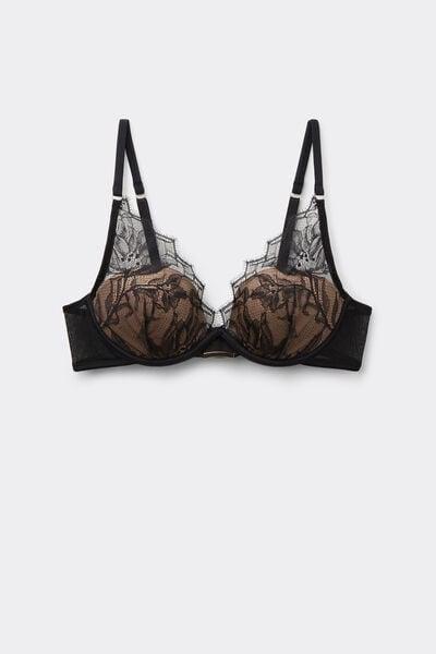 Black Elena Playful Glamour Balconette Bra, Black, large image number 3