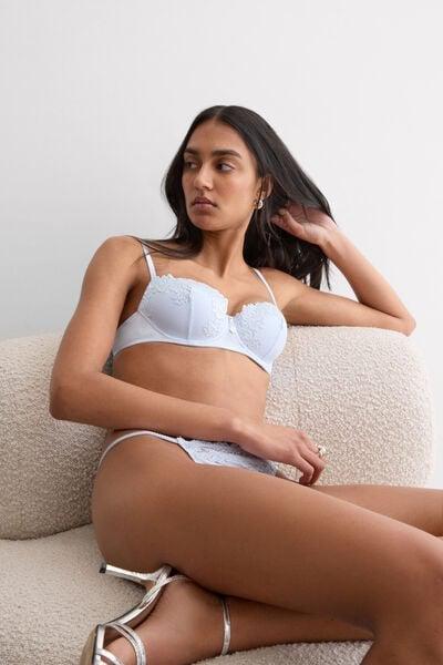 Blue Sofia Silky Flowers Silk And Lace Balconette Bra, 5601_060K, large image number 0