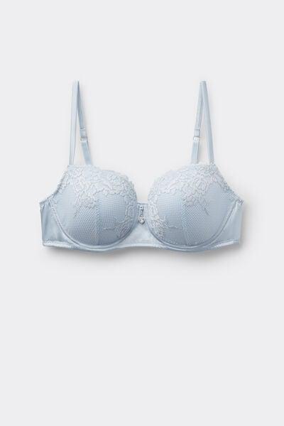 Blue Sofia Silky Flowers Silk And Lace Balconette Bra, 5601_060K, large image number 3