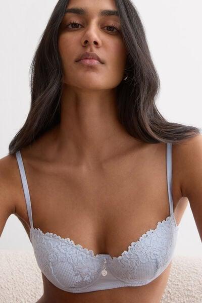 Blue Sofia Silky Flowers Silk And Lace Balconette Bra, 5601_060K, large image number 5