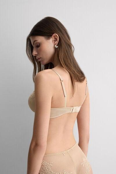 Beige Sofia Silky Flowers Silk And Lace Balconette Bra, 5601_447J, large image number 2