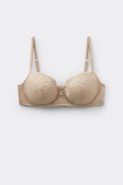 Beige Sofia Silky Flowers Silk And Lace Balconette Bra, 5601_447J, large image number 3