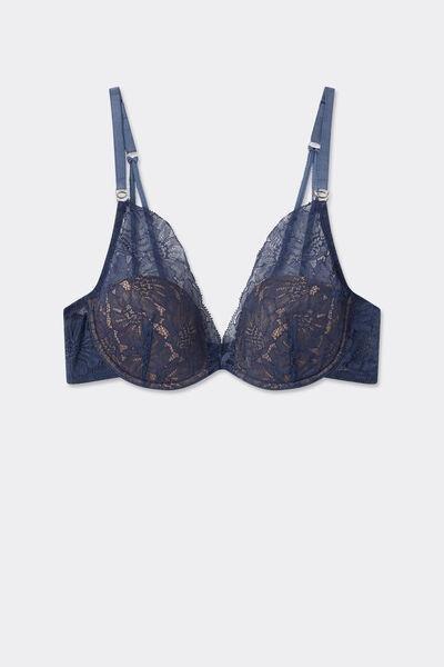 Navy Fanciful Flowers Elena Balconette Bra, 5601_186K, large image number 3