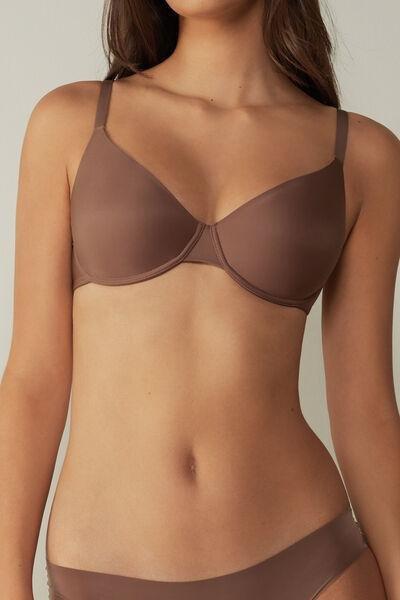 Brown Microfibre Balconette Bra, , medium
