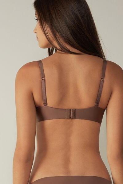 Brown Microfibre Balconette Bra, , large image number 3
