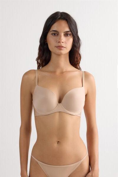 Beige Microfibre Balconette Bra, Soft Beige, large image number 1