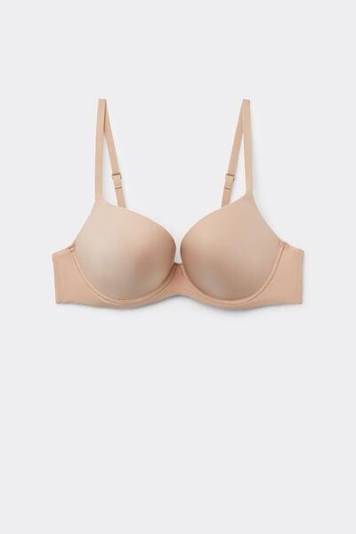 Beige Microfibre Balconette Bra, Soft Beige, large image number 2