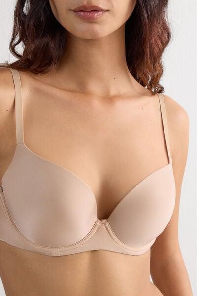 Beige Microfibre Balconette Bra, Soft Beige, large image number 4