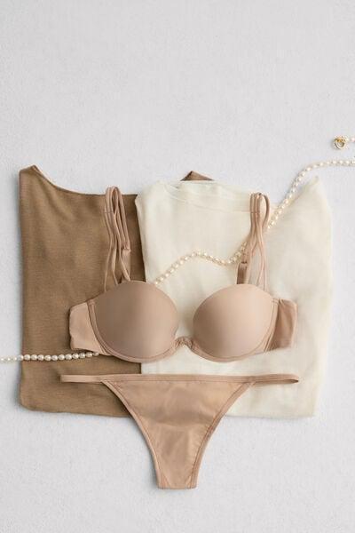 Beige Ilenia Ultralight Microfibre Balconette Bra, Soft Beige, large image number 0