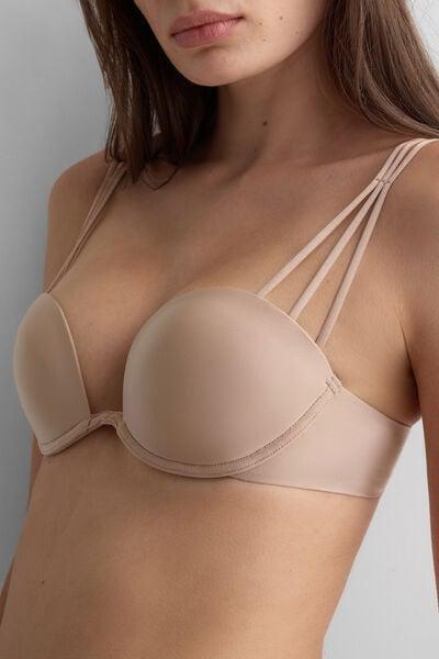 Beige Ilenia Ultralight Microfibre Balconette Bra, Soft Beige, large image number 5