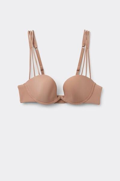 Beige Ilenia Ultralight Microfibre Balconette Bra, Medium Beige, large image number 3