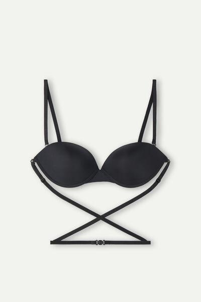 Black Ultralight Microfibre Balconette Bra, , large image number 4