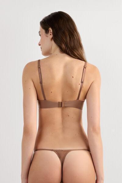 Brown Microfibre Balconette Bra, Brown Mocha, medium
