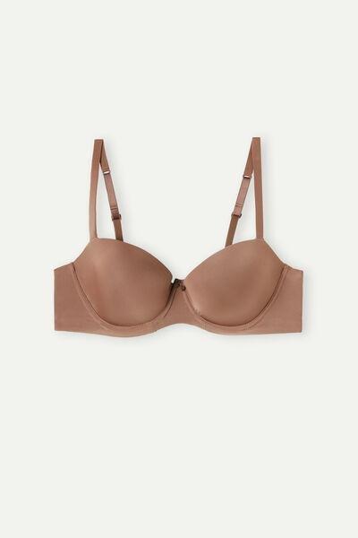 Brown Microfibre Balconette Bra, Brown Mocha, large image number 3