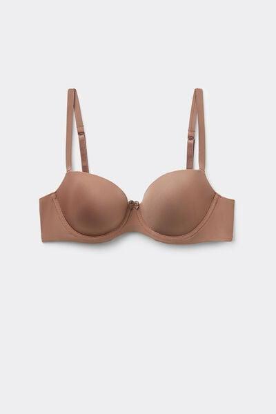Brown Microfibre Balconette Bra, Brown Mocha, large image number 4