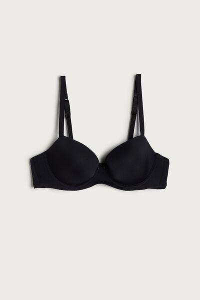 Black Sofia Microfibre Padded Balconette Bra, , large image number 4
