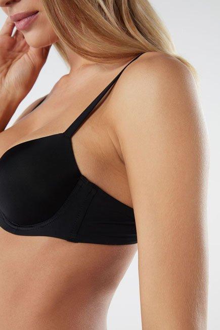Black Sofia Microfibre Padded Balconette Bra, , large image number 6