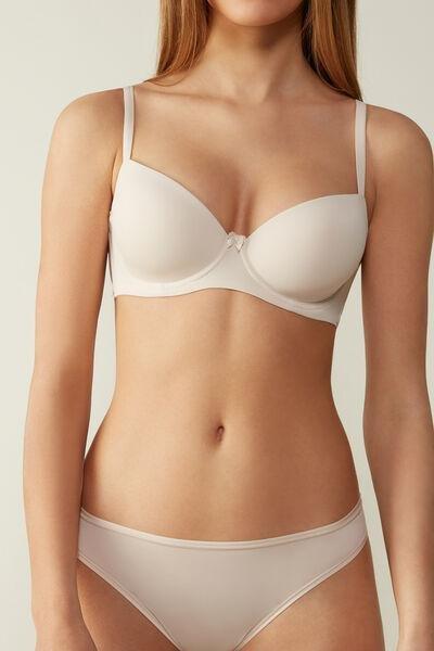 White Silk Sofia Microfibre Padded Balconette Bra, Silk, large image number 0
