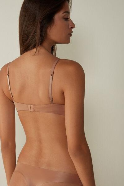 Beige Sofia Microfibre Padded Balconette Bra, Medium Beige, large image number 3