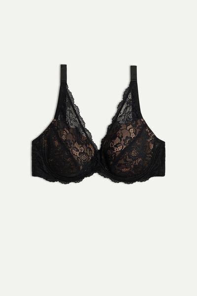 Black Iris Lace Balconette Bra, , large image number 0