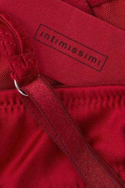 Red Lightly Padded Silk Balconette Bra, Red, large image number 4