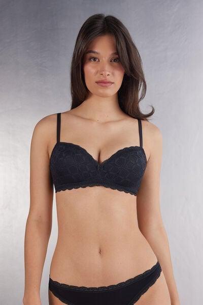 Black Claudia Lace Balconette Bra, Black, large image number 0