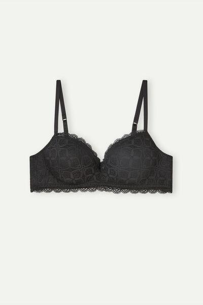 Black Claudia Lace Balconette Bra, Black, large image number 2