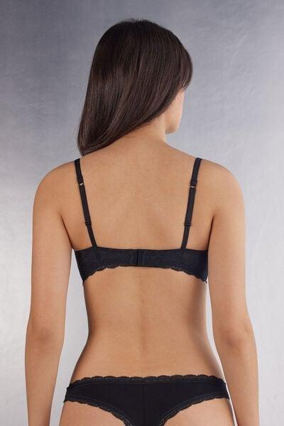 Black Claudia Lace Balconette Bra, Black, medium