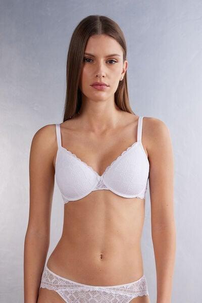 White Francesca Lace Balconette Bra, White, large image number 1