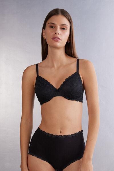 Black Francesca Lace Balconette Bra, , large image number 0