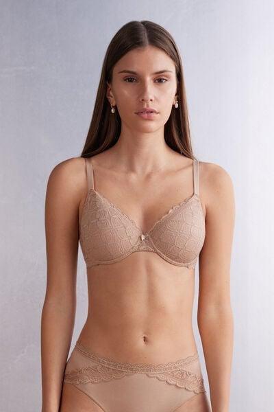 Beige Francesca Lace Balconette Bra, Soft Beige, large image number 1