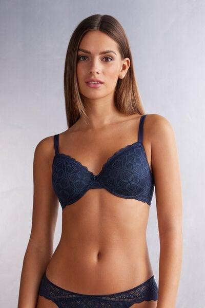 Blue Francesca Lace Balconette Bra, Intense Blue, large image number 1